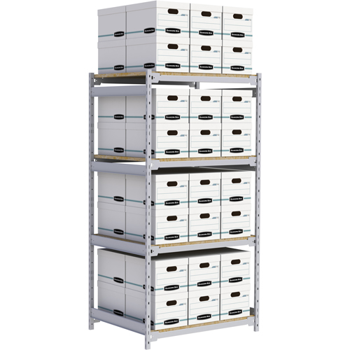 Metalware RN013 Wide Span Record Storage Shelving, Steel, 4 Shelves, 42" W x 32" D x 84" H