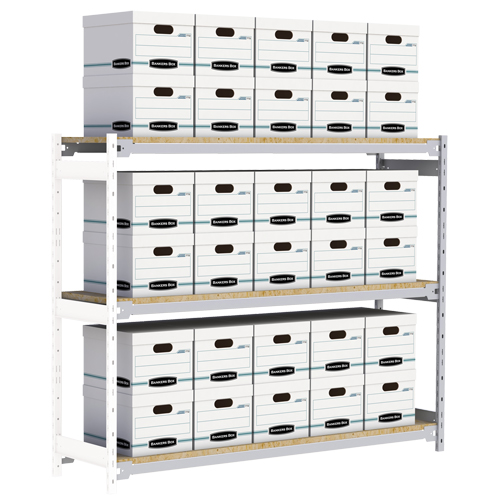 Metalware RN144 Wide Span Record Storage Shelving, Steel, 3 Shelves, 72" W x 18" D x 60" H, Add-On Kit