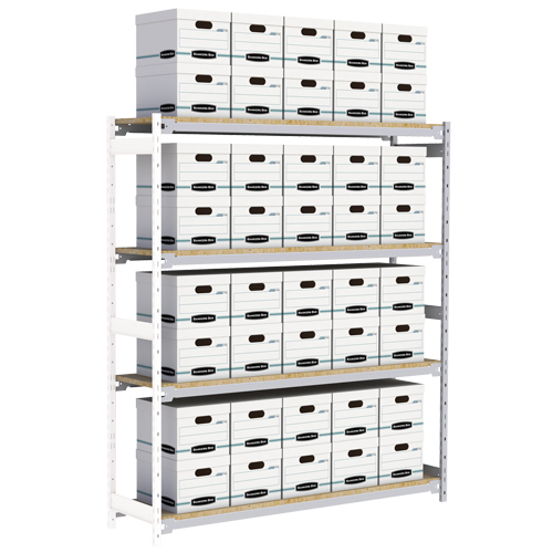Metalware RN146 &eacute;tag&egrave;re-classeur de grande largeur, Acier, 4 Tablettes, 72" la x 18" p x 84" h, Ensemble Ajout