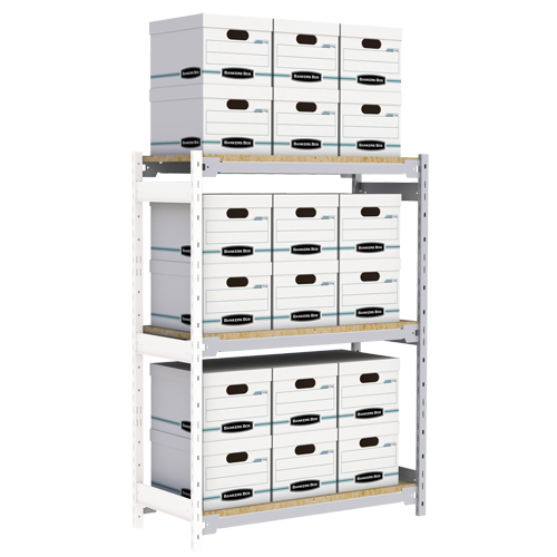 Metalware RN148 Wide Span Record Storage Shelving, Steel, 3 Shelves, 42" W x 18" D x 60" H, Add-On Kit