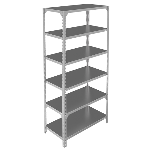 METALWARE Shelving Unit, Galvanized Steel, Slotted Angle, 275 lbs. Capacity, 48" W x 72" H x 18