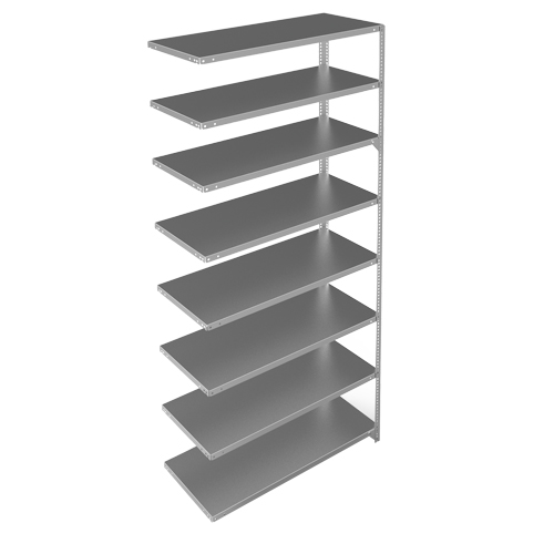 Metalware RN246 Shelving Unit, Galvanized Steel, Slotted Angle, Add-On, 48" W x 96" H x 18" D