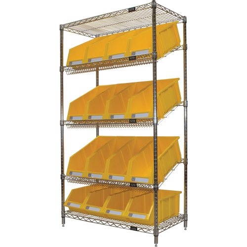 KLETON RN659 Slanted Wire Shelf with Bins, 5 Tiers, 36" W x 63" H x 18" D