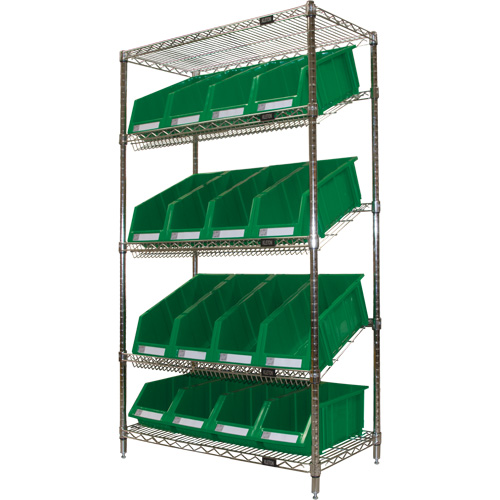 KLETON RN660 Slanted Wire Shelf with Bins, 5 Tiers, 36" W x 63" H x 18" D
