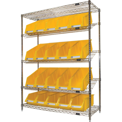 KLETON RN663 Slanted Wire Shelf with Bins, 5 Tiers, 48" W x 63" H x 18" D