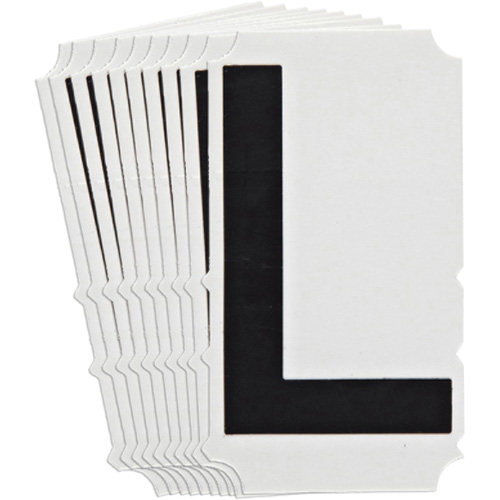 Brady 5140P-L Quick-Align&reg;Individual Gothic Number and Letter Labels, L, 4" H, Black