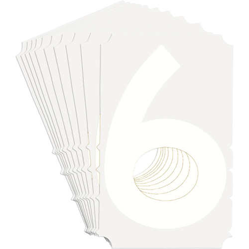Brady 5170P-6 Quick-Align&reg; Individual Gothic Number and Letter Labels, 6, 4" H, White