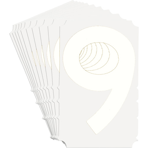 Brady 5170P-9 &eacute;tiquettes de lettres et chiffres gothiques individuels Quick-Align, 9, 4" h, Blanc