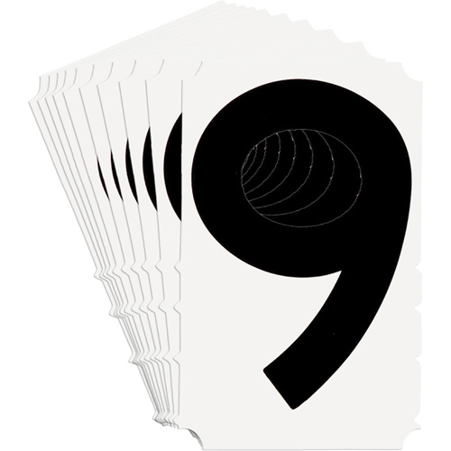 Brady 5180P-9 Quick-Align&reg; Individual Gothic Number and Letter Labels, 9, 6" H, Black