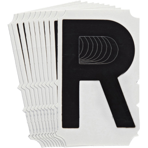 Brady 5180P-R Quick-Align&reg; Individual Gothic Number & Letter Labels, R, 6" H, Black