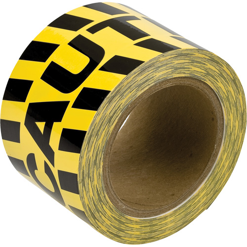 Brady 58255 "Caution" Marking Tape, 3" x 60', Vinyl, Black and Yellow