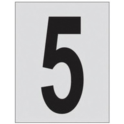 Brady 5900-5 Reflective Individual Number and Letter Labels, 5, 1" H, Black on Silver