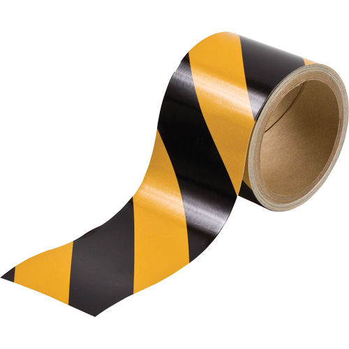Brady 76312 Reflective Marking Tape, 3" x 15', Acrylic, Black and Yellow