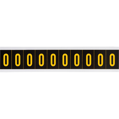 Brady 7897-0 Individual Number and Letter Labels, 0, 2" H, Yellow on Black