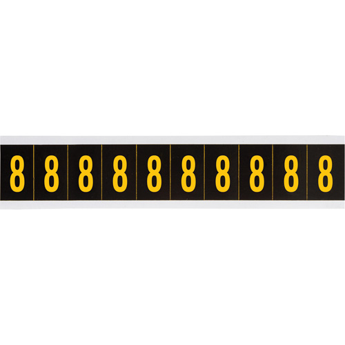 Brady 7897-8 Individual Number and Letter Labels, 8, 2" H, Yellow on Black