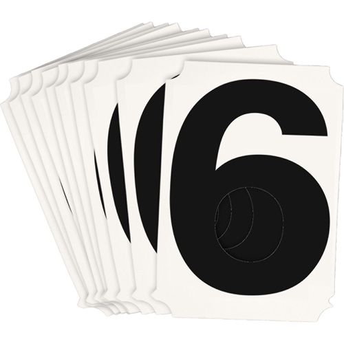 Brady 8215P-6 Quick-Align&reg; Individual Number and Letter Labels, 6, 3" H, Black