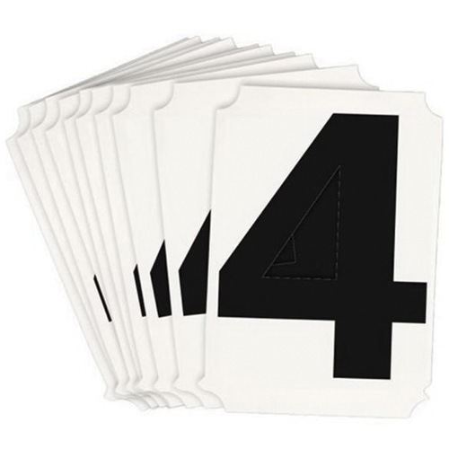 Brady 8220P-4 Quick-Align&reg; Individual Number and Letter Labels, 4, 4" H, Black