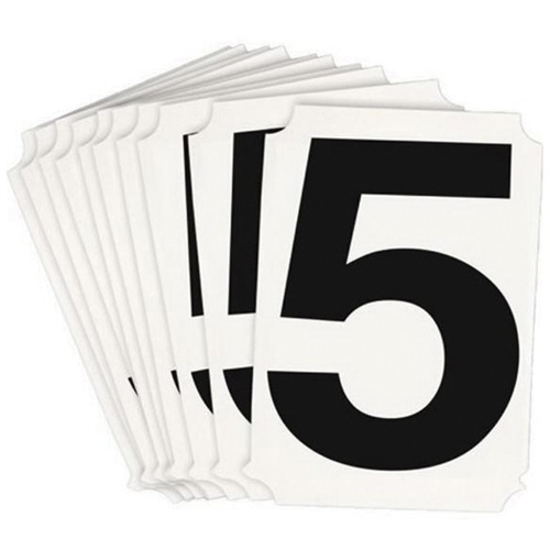 Brady 8220P-5 Quick-Align&reg; Individual Number and Letter Labels, 5, 4" H, Black