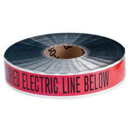 Brady 91601 "Electric Line" Identoline&reg; Underground Warning Tape, 2" W x 1000' L, Black on Red