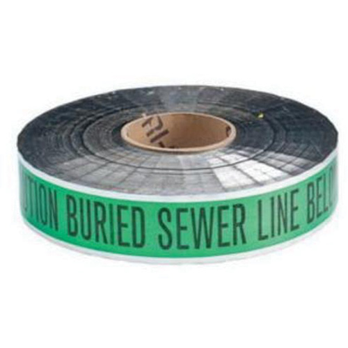 Brady 91604 "Sewer Line" Identoline&reg; Underground Warning Tape, 2" W x 1000' L, Black on Green