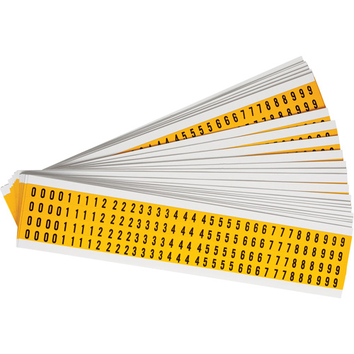 Brady 1500-# KIT Jeu d'&eacute;tiquettes de lettres et chiffres individuels, 0 &agrave; 9, 1/4" h, Noir sur jaune