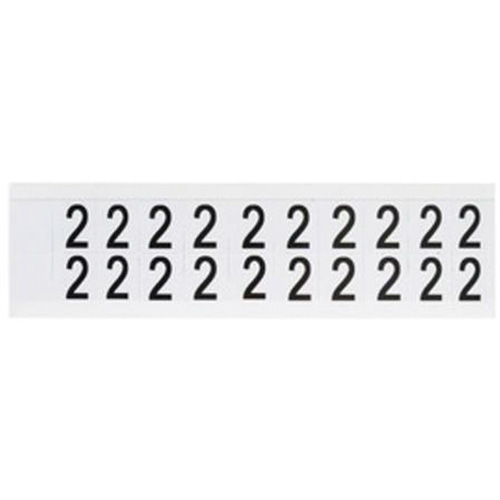 Brady 9712-2 Individual Number and Letter Labels, 2, 5/8" H, Black on White