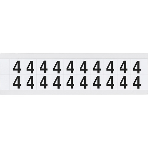 Brady 9712-4 &eacute;tiquettes de lettres et chiffres individuels, 4, 5/8" h, Noir sur blanc