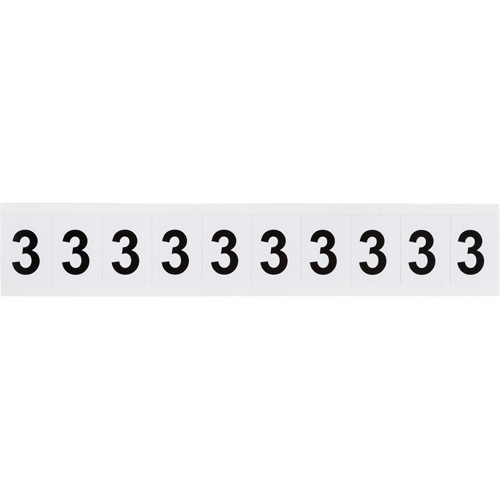Brady 9713-3 Individual Number and Letter Labels, 3, 1" H, Black on White