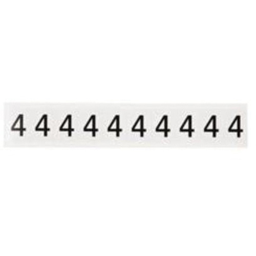 Brady 9713-4 Individual Number and Letter Labels, 4, 1" H, Black on White