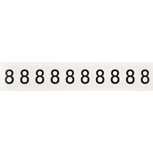 Brady 9713-8 Individual Number and Letter Labels, 8, 1" H, Black on White