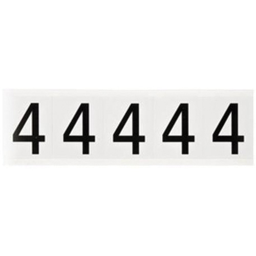 Brady 9714-4 Individual Number and Letter Labels, 4, 2" H, Black on White