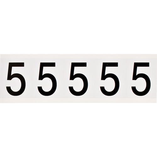 Brady 9714-5 Individual Number and Letter Labels, 5, 2" H, Black on White