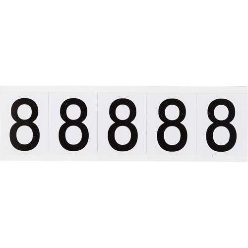 Brady 9714-8 Individual Number and Letter Labels, 8, 2" H, Black on White
