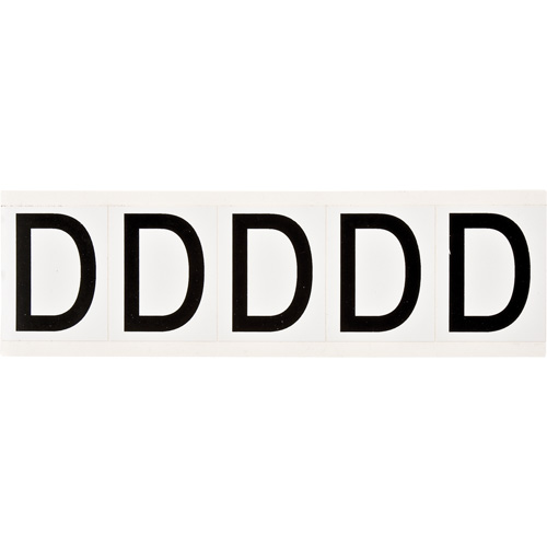 Brady 9714-D &eacute;tiquettes de lettres et chiffres individuels, D, 2" h, Noir sur blanc