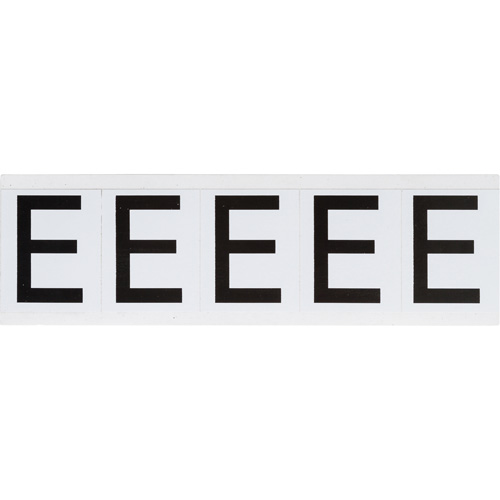 Brady 9714-E Individual Number and Letter Labels, E, 2" H, Black on White