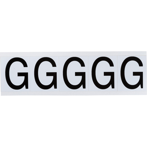 Brady 9714-G Individual Number and Letter Labels, G, 2" H, Black on White