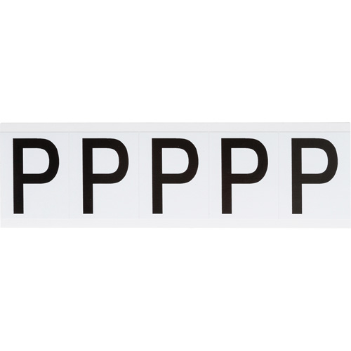 Brady 9714-P Individual Number & Letter Labels, P, 2" H, Black on White