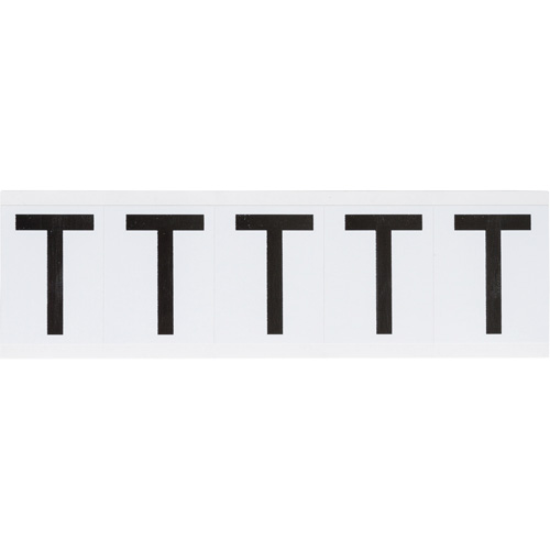 Brady 9714-T Individual Number & Letter Labels, T, 2" H, Black on White