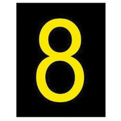 Brady 5000-8 &eacute;tiquettes de lettres et chiffres r&eacute;fl&eacute;chissants individuels, 8, 2-1/2" h, Jaune sur noir