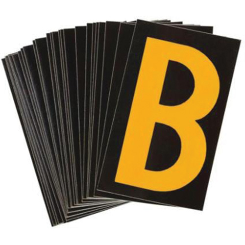 Brady 5000-B &eacute;tiquettes de lettres et chiffres r&eacute;fl&eacute;chissants individuels, B, 2-1/2" h, Jaune sur noir