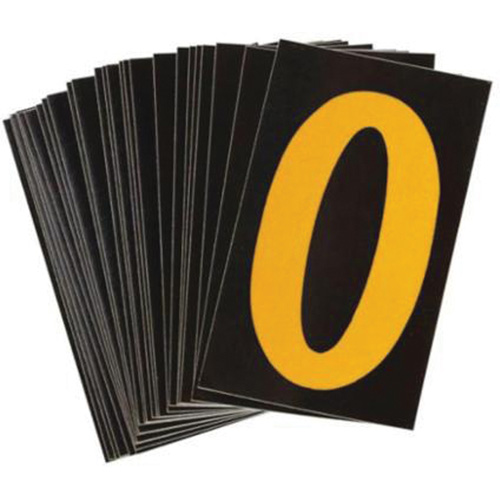 Brady 5000-O Reflective Individual Number & Letter Labels, O, 2-1/2" H, Yellow on Black