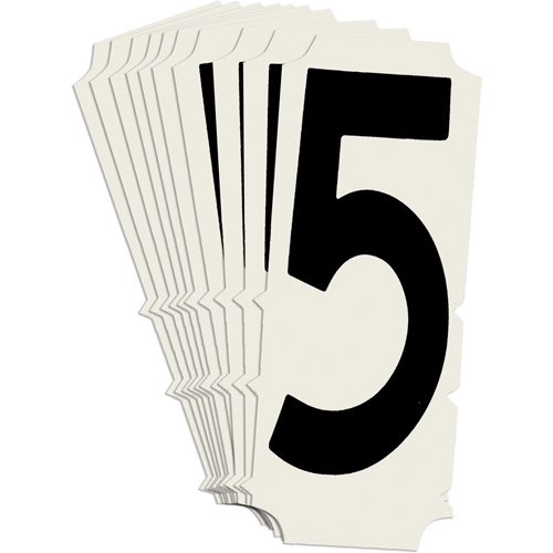 Brady 6450P-5 Condensed Quick-Align&reg; Individual Gothic Number and Letter Labels, 5, 2" H, Black