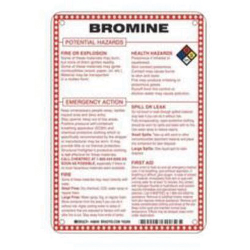 Brady 48849 Enseigne Bromine Potential Hazards, 10" x 7", Fibre de verre, Anglais avec pictogramme