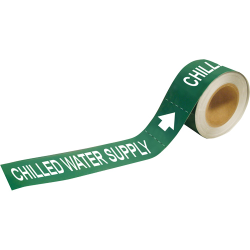 Brady 20409 "Chilled Water Supply" Pipe Marker, Self-Adhesive, 1" H x 8" W, White on Green