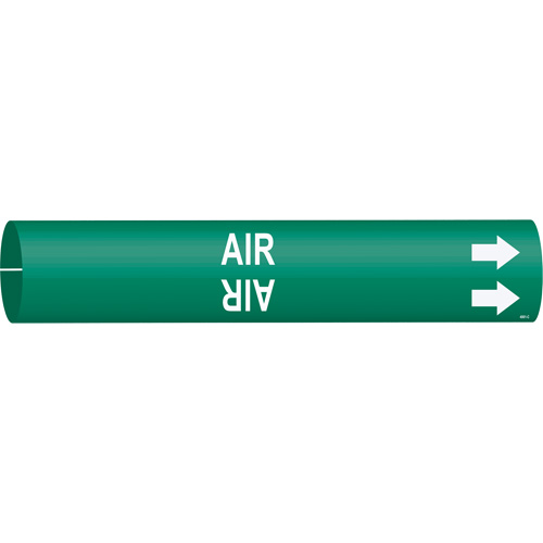 Brady 4001-C "Air" Pipe Marker, Snap-On, 2" H x 2" W, White on Green