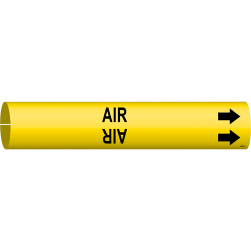 Brady 4003-A "Air" Pipe Marker, Snap-On, 13/16" H x 13/16" W, Black on Yellow