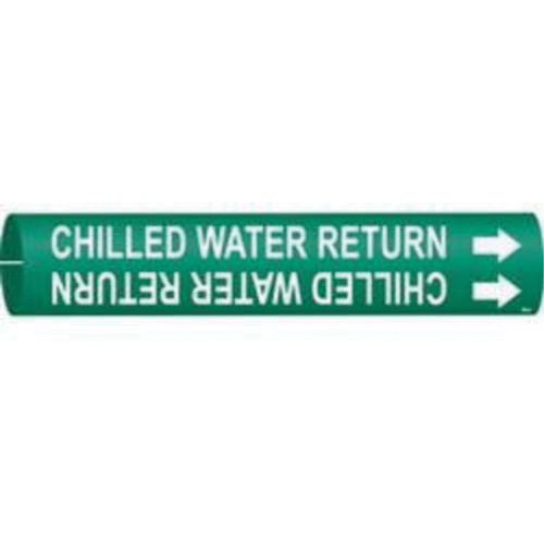 Brady 4023-A "Chilled Water Return" Pipe Marker, Snap-On, 13/16" H x 13/16" W, White on Green