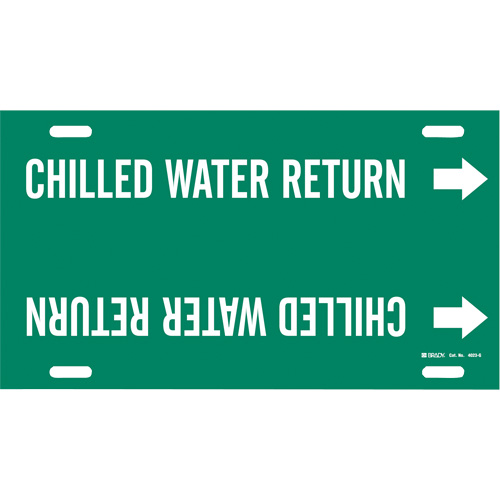 Brady 4023-G "Chilled Water Return" Pipe Marker, Strap-On, 10" H x 24" W, White on Green