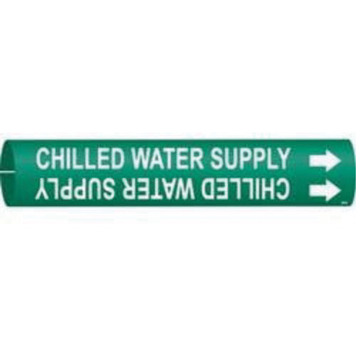 Brady 4024-A Marqueur de tuyau Chilled Water Supply, &agrave; pression, 13/16" h x 13/16" la, Blanc/vert