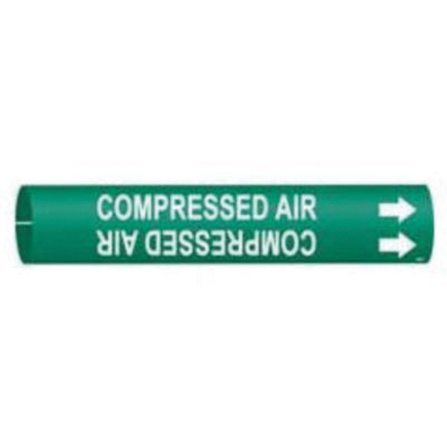 Brady 4033-A "Compressed Air" Pipe Marker, Snap-On, 13/16" H x 13/16" W, White on Green